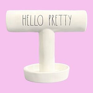 Rae Dunn Hello Pretty Jewelry Holder Stand White Ceramic Bracelet Organizer